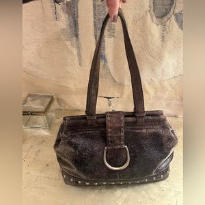Donald J Pliner Distressed Studded Purse Bag